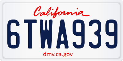 CA license plate 6TWA939