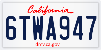 CA license plate 6TWA947