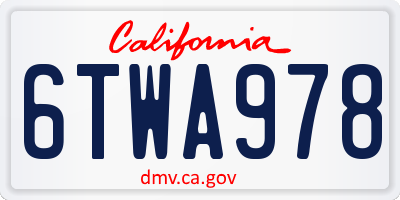 CA license plate 6TWA978