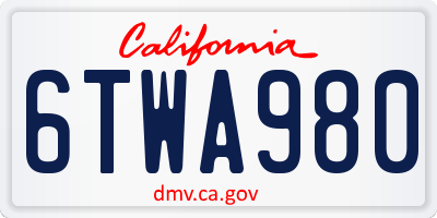 CA license plate 6TWA980
