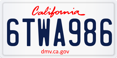 CA license plate 6TWA986