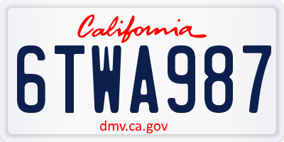 CA license plate 6TWA987