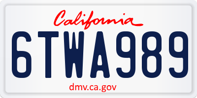 CA license plate 6TWA989