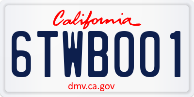 CA license plate 6TWB001