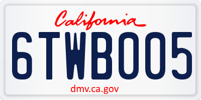 CA license plate 6TWB005