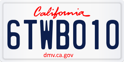 CA license plate 6TWB010