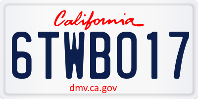 CA license plate 6TWB017