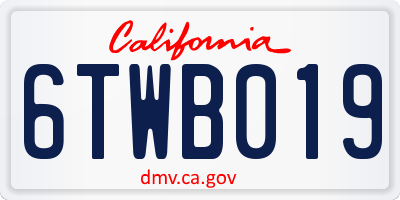 CA license plate 6TWB019
