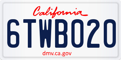 CA license plate 6TWB020