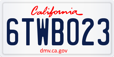CA license plate 6TWB023