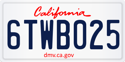 CA license plate 6TWB025