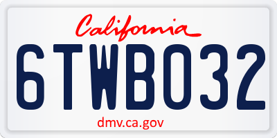 CA license plate 6TWB032
