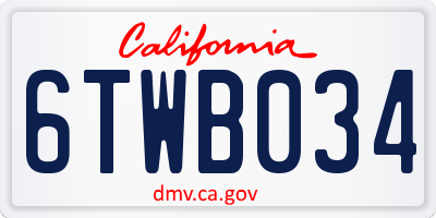 CA license plate 6TWB034