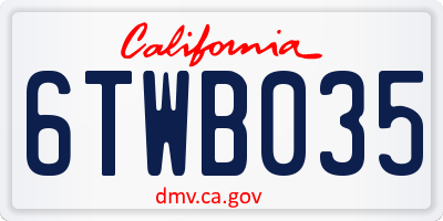 CA license plate 6TWB035