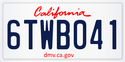 CA license plate 6TWB041