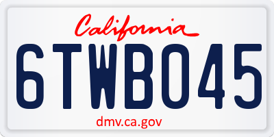 CA license plate 6TWB045