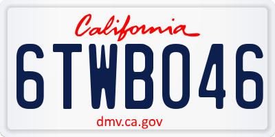 CA license plate 6TWB046