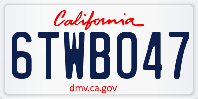 CA license plate 6TWB047