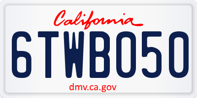 CA license plate 6TWB050