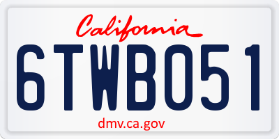 CA license plate 6TWB051