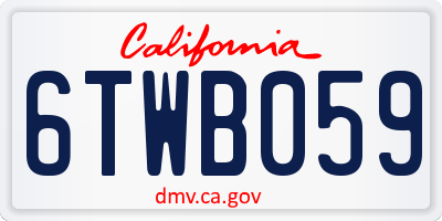 CA license plate 6TWB059