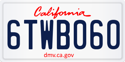 CA license plate 6TWB060