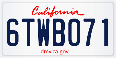 CA license plate 6TWB071
