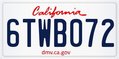 CA license plate 6TWB072