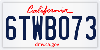 CA license plate 6TWB073