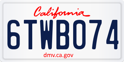 CA license plate 6TWB074