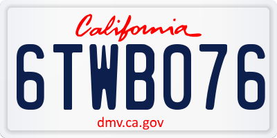 CA license plate 6TWB076