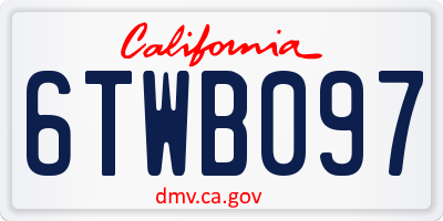 CA license plate 6TWB097