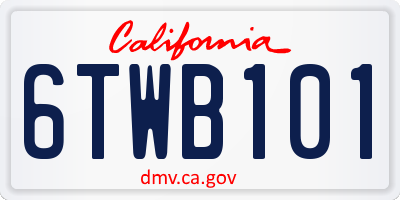 CA license plate 6TWB101