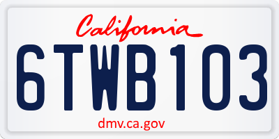 CA license plate 6TWB103