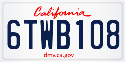 CA license plate 6TWB108