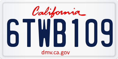 CA license plate 6TWB109
