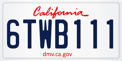 CA license plate 6TWB111