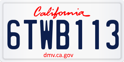 CA license plate 6TWB113