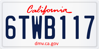 CA license plate 6TWB117