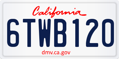 CA license plate 6TWB120