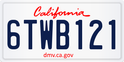 CA license plate 6TWB121