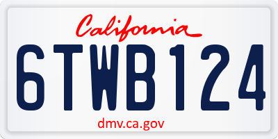 CA license plate 6TWB124