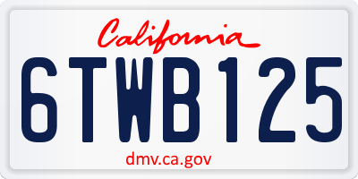 CA license plate 6TWB125