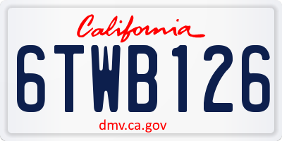 CA license plate 6TWB126