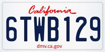 CA license plate 6TWB129