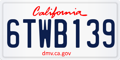 CA license plate 6TWB139