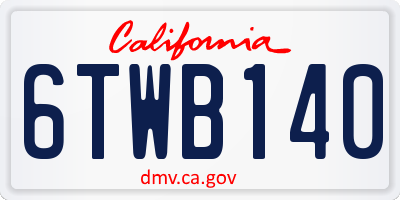 CA license plate 6TWB140
