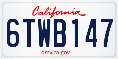 CA license plate 6TWB147