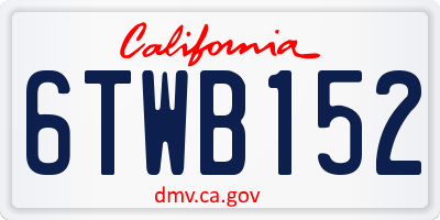 CA license plate 6TWB152