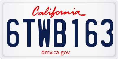 CA license plate 6TWB163